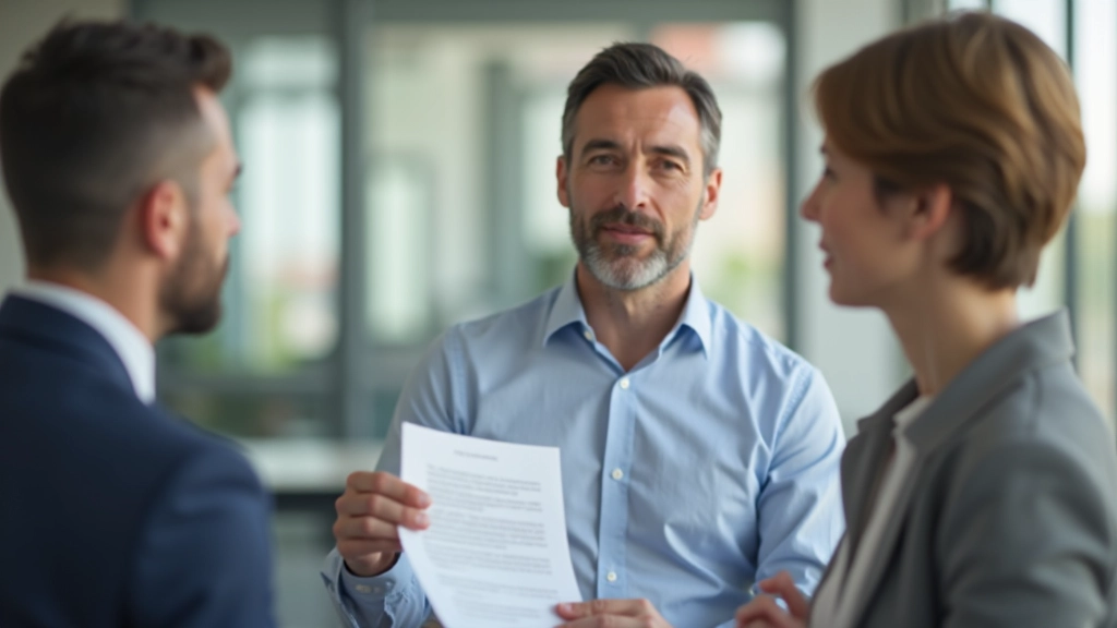 Consultor explicando contrato a cliente