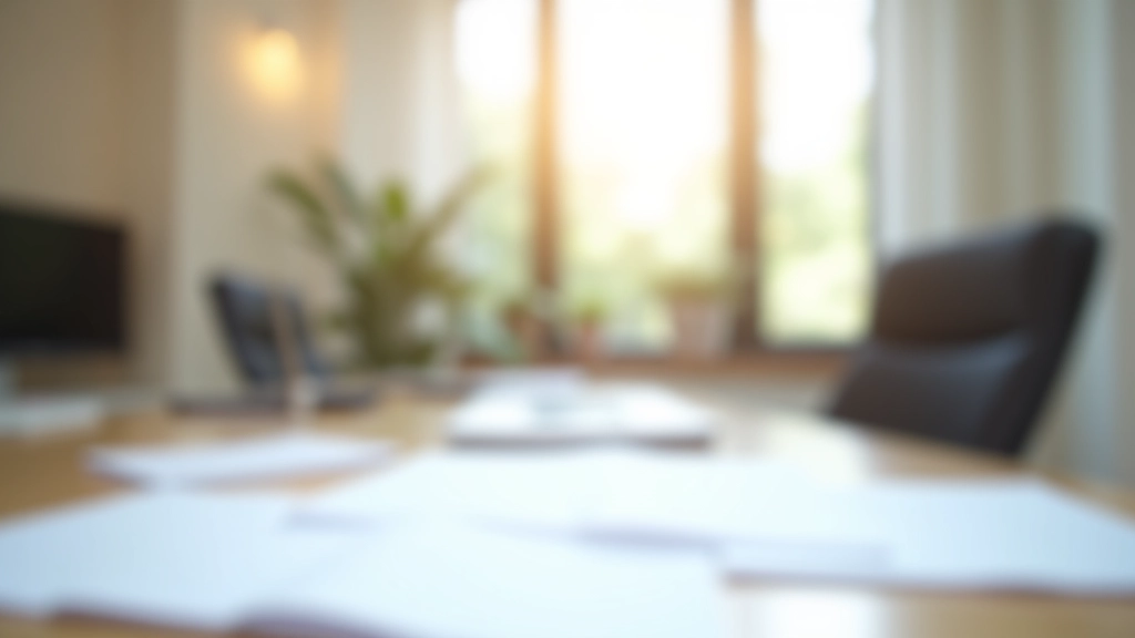 Espaço de trabalho moderno com documentos de arrendamento e informações habitacionais